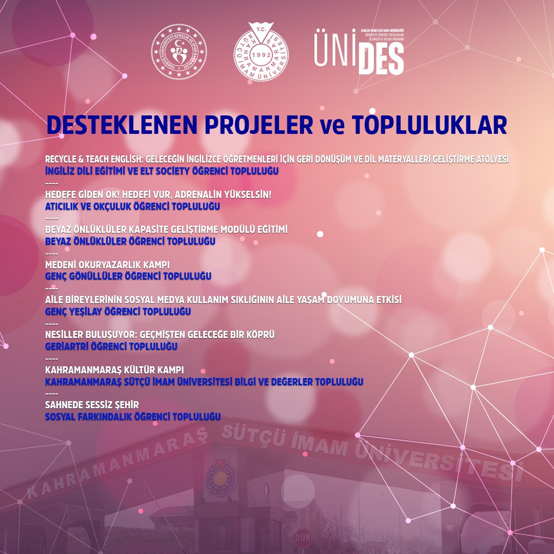 KSÜ’nün 8 Projesine Destek: ÜNİDES 4. Dönem Sonuçları Açıklandı