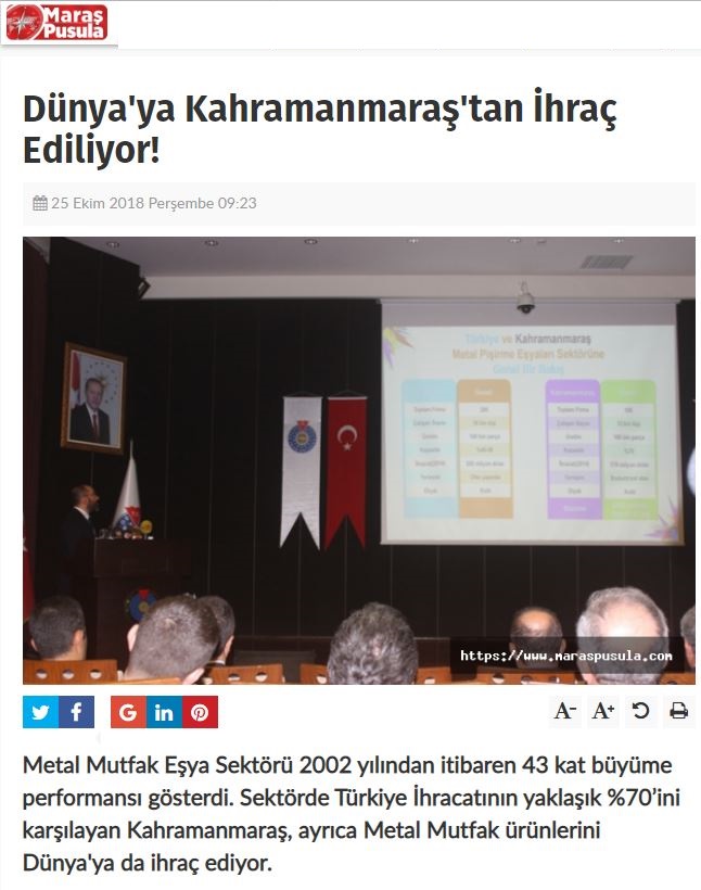 Dünya'ya Kahramanmaraş'tan İhraç Ediliyor